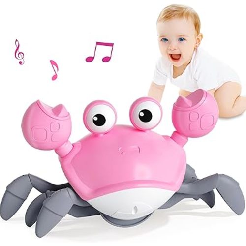 Baby Girl Toys Toddler Gifts: Tummy Time Crawling Crab Baby Toys 6 7 8 9 10 11 12 6-12 9-12 12-18 Months Infant Toddlers Age 1-2 Montessori Musical Toys 1 2 3 Year Old Girls 1st First Birthday Gift