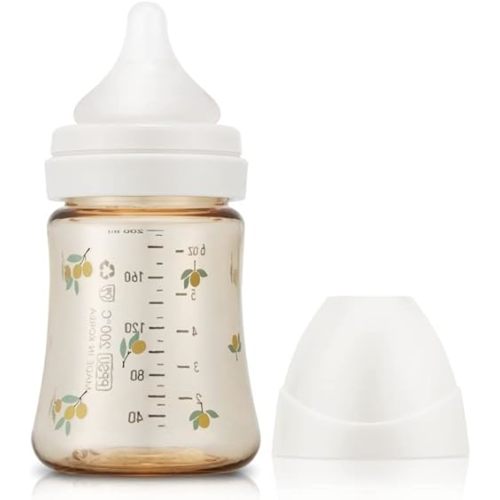 Grosmimi PPSU Baby Bottle, BPA Free (6oz Olive_White)