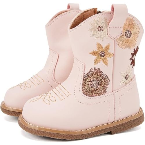 BMCiTYBM Baby Cowboy Cowgirl Boots Infant Western Shoes Boys Girls Round Toe Boots All Seasons 6-24 Months