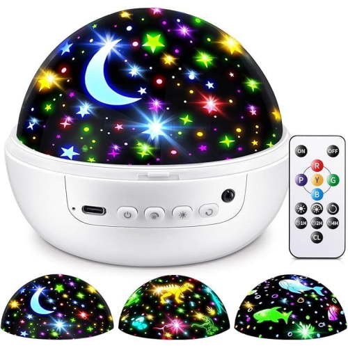 Night Light for Kids, 93 Lighting+3 Films Kids Night Light Projector, Remote+Dimmable Star Projector, 360 ° Slient Star Lights for Ceiling Projector, Stars for Ceiling Stars,Gifts&Room Decor
