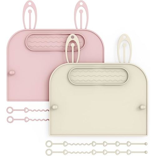 2Pack Silicone Placemats for Baby&Kid, Stain-Proof Non-Slip Baby Place Mat for Restaurant Highchair& Home Dining, Baby-led Food mats for Travel, Portable Toddler Table mat-Waterproof&Dishwasher Safe