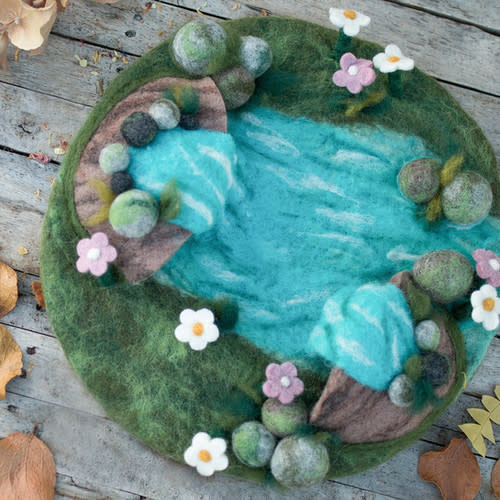 GUS + MABEL Felt Waterfalls Habitat Play Mat Playscape | themulberrytreehouse