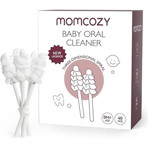 Momcozy Baby Tongue Cleaner Gauze, Baby Toothbrush Disposable Oral Cleaner, Toddler Toothbrush for Tooth Mouth Gum Clean, Infant Toothbrush Oral Cleaning Stick, Baby Oral Cleaner Newborn, 40 Count