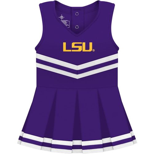 College Baby NCAA Officially Licensed Cheerleader Bodysuit Dress - Team Logo, Multiple Colors, for Baby Girls - (0-24 Months)