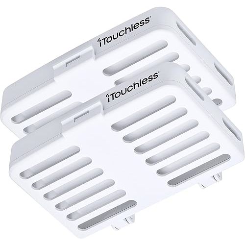 iTouchless AbsorbX Odor Removal Kit with Replaceable Deodorizer, Stick On Deodorizer Activated Carbon Filters Eliminate Smell in Refrigerator, Trash Can, Diaper Pail, Closet, Shoes, Locker (2-Pack)