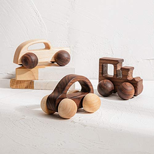 3PCS Wooden Baby Toys,Baby Grasping Toys Push Car Toys Montessori Toys Wooden Toy Vehicles,#2