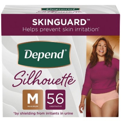 Depend Silhouette Incontinence & Postpartum Underwear For Women - Maximum Absorbency - M - Pink - 22ct