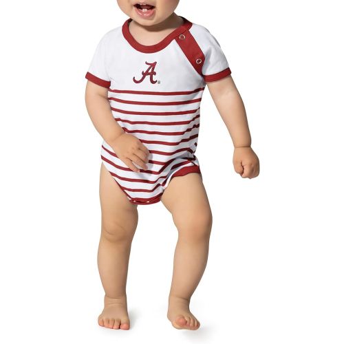 Little King NCAA Striped Bodysuit with Shoulder Snap and Embroidered Logo -Infant Sizes 0-3M 6M 12M 18M