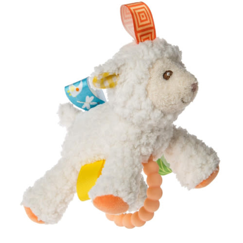 Taggies Teether Baby Rattle Soft Toy, 5-Inches, Sherbet Lamb,1.0Count