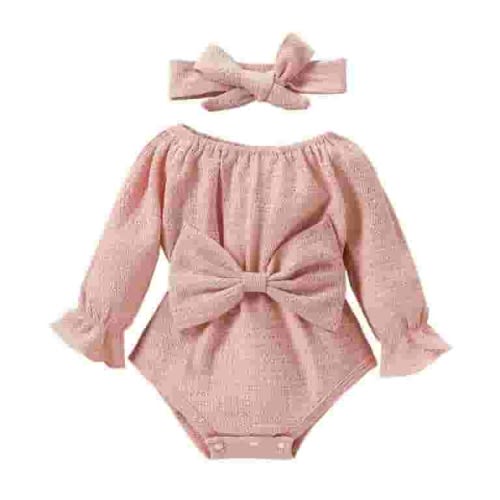 Larisalt Toddler Girl Bodysuit,Baby Footie Pajamas with Mitten Cuffs 2 Ways Zipper Cotton Footed Onesies Pink