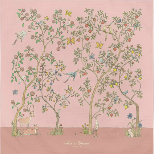 PINK Atelier Choux Paris Baby Organic Cotton In Bloom Swaddle Blanket with Gift Box