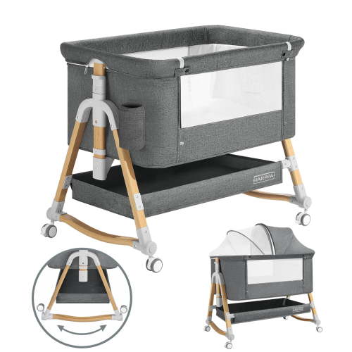 HARPPA 3 in 1 Baby Bassinet Bedside Sleeper, Height Adjustable, Easy Folding, Gray