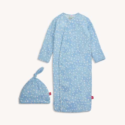 blue doeskin modal magnetic cozy sleeper gown + hat set – Magnetic Me