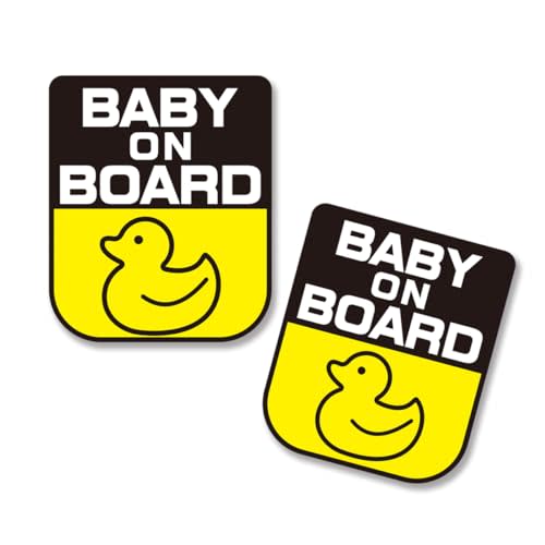 Baby on Board Signs for car, Sticker and Magnet, Funny and Cute Icons, Window Decal, Reflective, Kind Reminders (Black -2 Sheets)