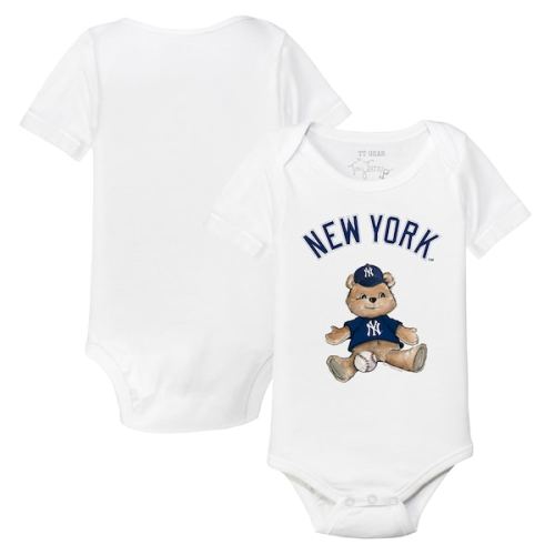 Infant New York Yankees Tiny Turnip White Teddy Boy Bodysuit