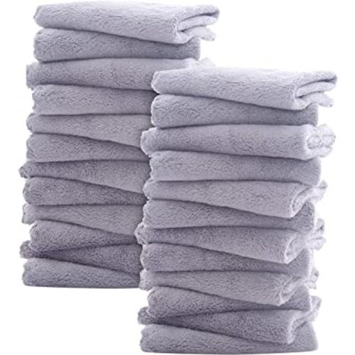 Sunny zzzZZ Ultra Soft 24 Pack Baby Washcloths - 10x10 Inches - Coral Fleece Extra Absorbent Wash Clothes for Babies, Infants and Toddlers - Sensitive Skin and Newborn - Ideal Baby