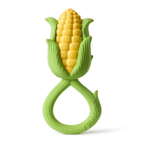 Natural Rubber Teether/Rattle - Corn