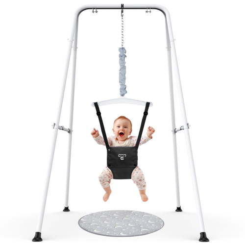 G TALECO GEAR Baby Jumper with Stand, Portable Baby Bouncers and Jumpers with Floor Mat, Jumper for Baby Boys/Girls 6-24 Months, Black