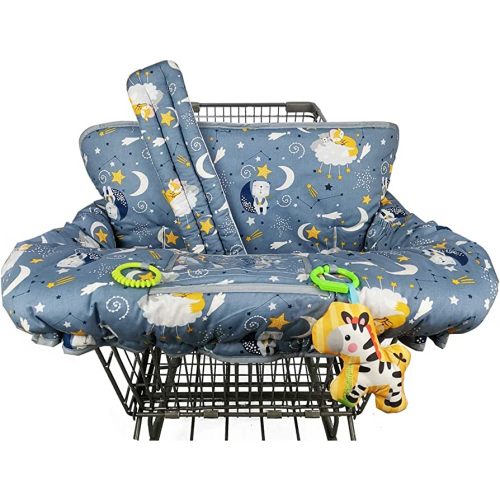 Shopping cart Cover, cart Cover for Babies, Padded high Chair Cover, Split Reversible seat Cushion, Cell Phone Pouch, Collection Pocket, Neutral for boy or Girl