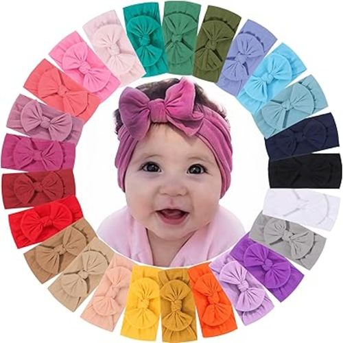 25PCS Baby Nylon Headbands Soft Hairbands Hair Bow Elastics for Baby Girls Newborn Infant Toddlers Kids