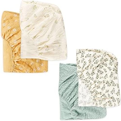 Muslin Crib Sheets for Girl and Boy, Breathable and Comfortable, Baby Crib Sheet Neutral, Fitted Crib Mattress & Toddler Bed Mattress 52 "X28