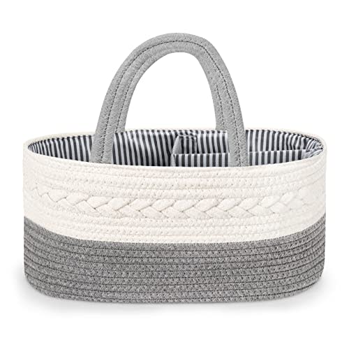 Maliton Diaper Caddy Organizer for Baby Boy- Cotton Rope Diaper Caddy, Diaper Organizer for Changing Table, Nursery Storage Caddy, Newborn Baby Must Have Items, Baby Shower Gifts