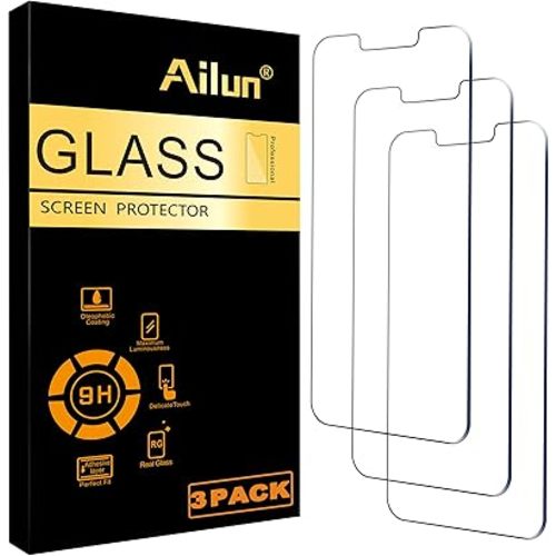 Ailun Screen Protector for iPhone 16e / iPhone 14 / iPhone 13 / iPhone 13 Pro [6.1 Inch] Display 3 Pack Tempered Glass, Case Friendly [Not for iPhone 16 6.1 Inch]