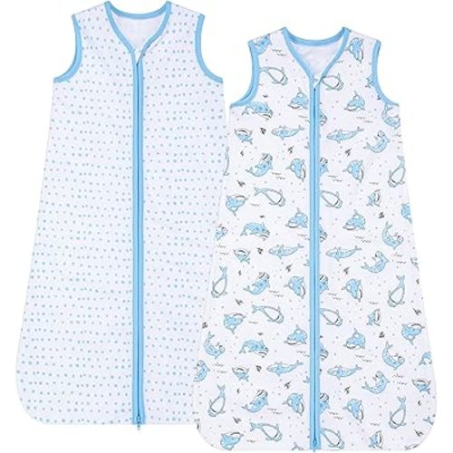 DaysU Cotton Baby Sleep Sack, Baby Sleeping Bag with Two-Way Zipper, Baby Wearable Blanket for Newborn Baby Boys and Girls