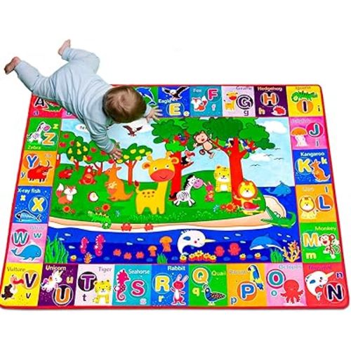 teytoy Baby Cotton Play Mat, Crawling Mat for Floor Mat Large Super Soft Extra Thick (0.6cm), Plush Surface Foldable Non-Slip Non-Toxic