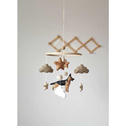 Baby mobile dog, German Shepherd nursery decor, unique baby gift