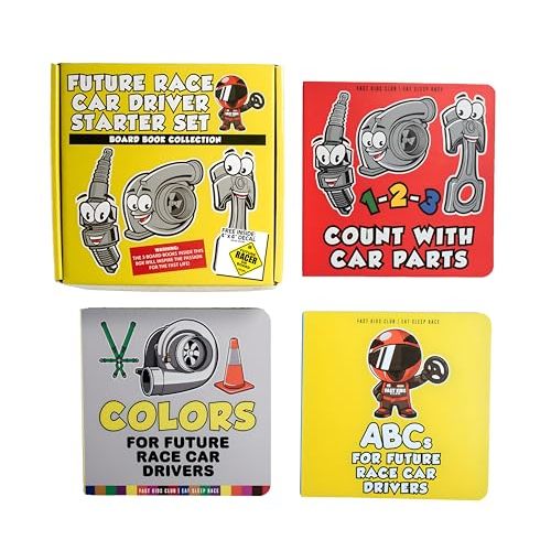 Future Race Car Driver Board Book Collection Box Set (ABC, 123, Colors Baby Book, Children's Book, Toddler Book)