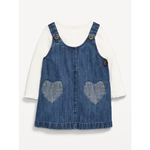 Long-Sleeve Ribbed T-Shirt and Chambray Dress Set for Baby | Old Navy