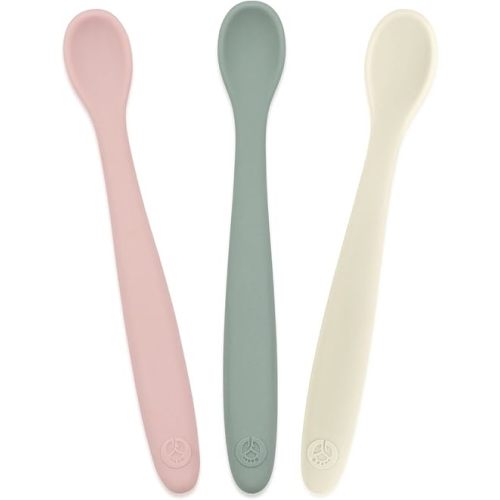 WeeSprout Silicone Baby Spoons - First Stage Infant Feeding Utensils With Soft-Tip, Bendable Kitchenware for Parent & Self-Feeding, Ultra-Durable, Dishwasher Safe, Travel Case, Set of 3