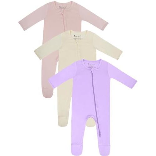 Jimonda Baby Romper Boys Girls Bamboo Pajamas 2-Way Zipper Footed Unisex Zip-Up Sleepers Sleep and Play pjs