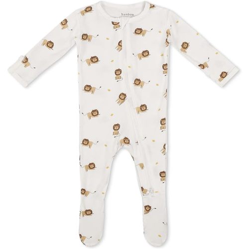 Soft Baby Bamboo Viscose Footie Pajamas, Zipper Closure, 0-24 Months - 6-9 Months - Lion