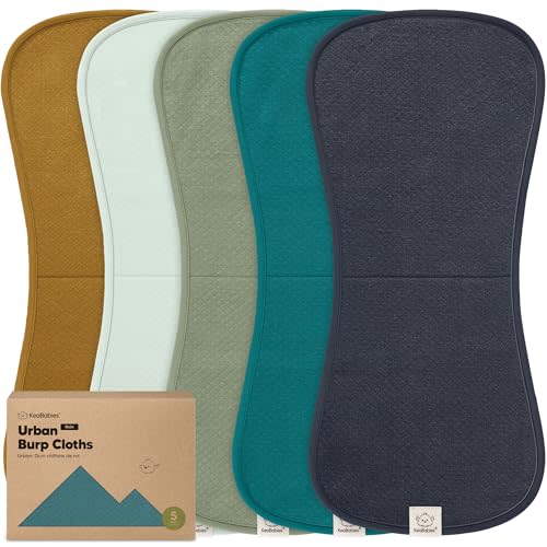 KeaBabies 5-Pack Organic Burp Cloths Baby Girl, Boy - Extra Large, Absorbent Baby Burp Cloths, Soft Burping Cloths for Babies, Newborn Burp Clothes, Cotton Burp Rags,Neutral Thick Burp Cloth (Eclipse)
