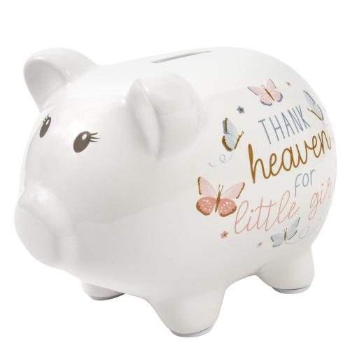 Baby Essentials My First Piggy Bank for Newborns, Infants and Toddlers in Thank Heaven Butterfly Girls My First Piggy Bank