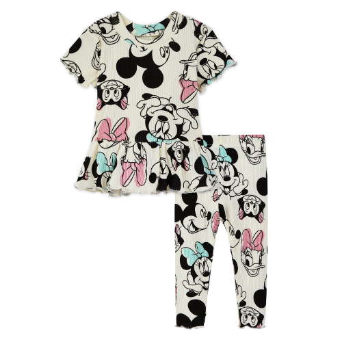 Character Baby Girls Rib Short Sleeve Top & Leggings Set, 2-Pice, Sizes 0/3 Months-24 Months