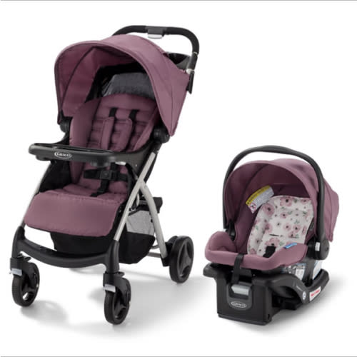 "Graco Verb Click Connect Travel System with SnugRide Infant Car Seat - Pink/Black"