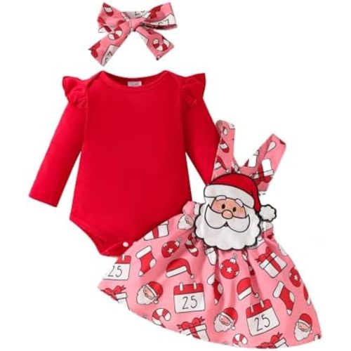 YINGISFITM Thanksgiving Halloween Christmas Baby Girl Outfit Bubble Romper+Turkey Ghost Santa Overalls Skirts Clothes Set