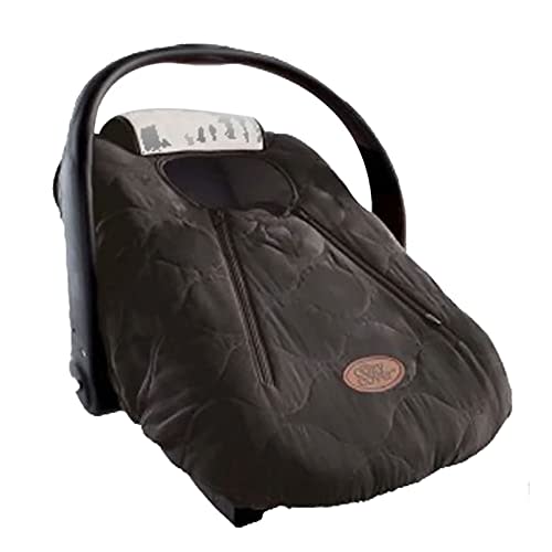 CozyBaby Cozy Cover Insulated Car Seat Cover, Quilted Polyester Infant Car Seat Cover, Dual Zipper Car Seat Cover Baby with Face Shield, Black