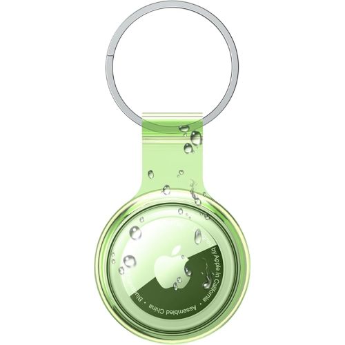 Airtag Holder Compatible with Apple AirTags, Waterproof & Dustproof & Anti-Collision Airtag Cover with Multi-Color Transparent Soft TPU Material for Kids, Bags, Keys, Pets (Green