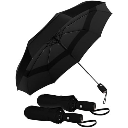 REPEL Windproof Travel Umbrella - Compact & Withstands Winds up to 85MPH , Strongest Premium Auto Folding Umbrella for Rain and Sun - Durable, Light & Portable for Women & Men , Fits Backpack & Cars