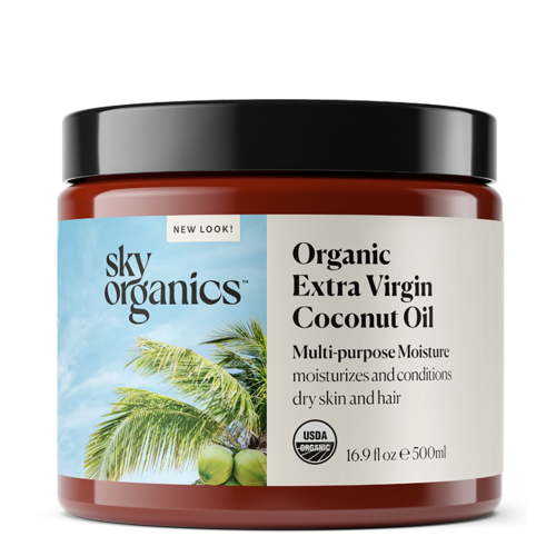 Sky Organics Extra Virgin Coconut Oil, 100% Pure, Unrefined, Cold Pressed, 16.9 fl oz, Edible for Skin & Body