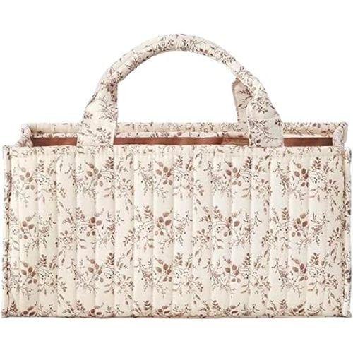 Diaper Caddy Organizer,Cute Floral Nursery Storage Basket,Soft Portable Changing Table Car Caddy Organizer Gift (Floral B)