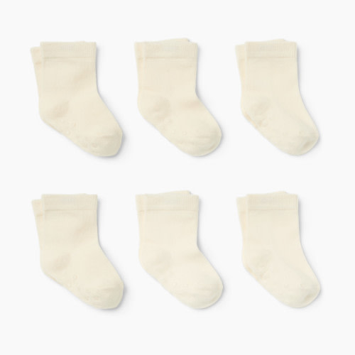 Small Story 6-Pack Crew Socks - White, 0-3 M