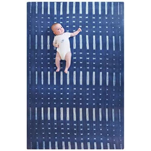 Tribe West Large, Stylish Playmat | Microfiber Suede and Durable, Eco-TPE (Mali Indigo)