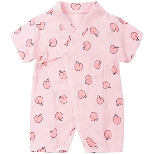 PAUBOLI Newborn Muslin Robe Baby Kimono Onesie Infant Cotton Romper 0-24 Months