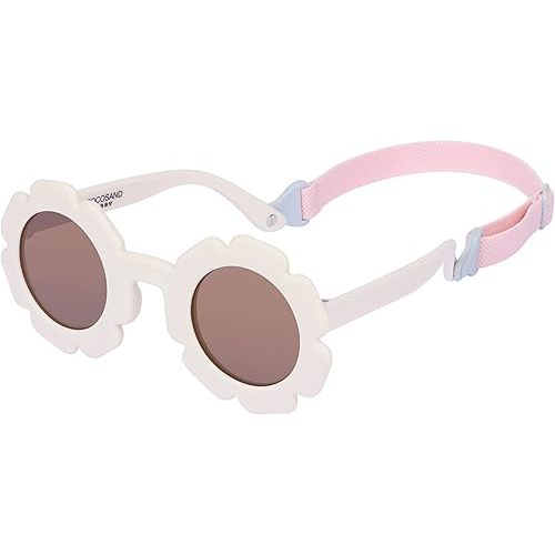 COCOSAND Toddler Sunglasses with Strap Polarized Lens Retro Flexible Flower Frame for Baby Kids Boys Girls Age 3-24 Months
