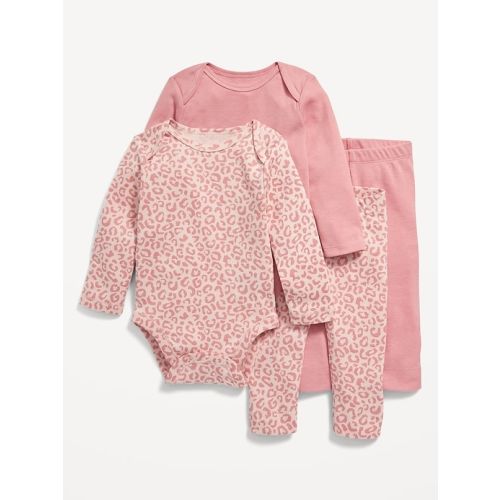4-Piece Unisex Bodysuit and Leggings Set for Baby